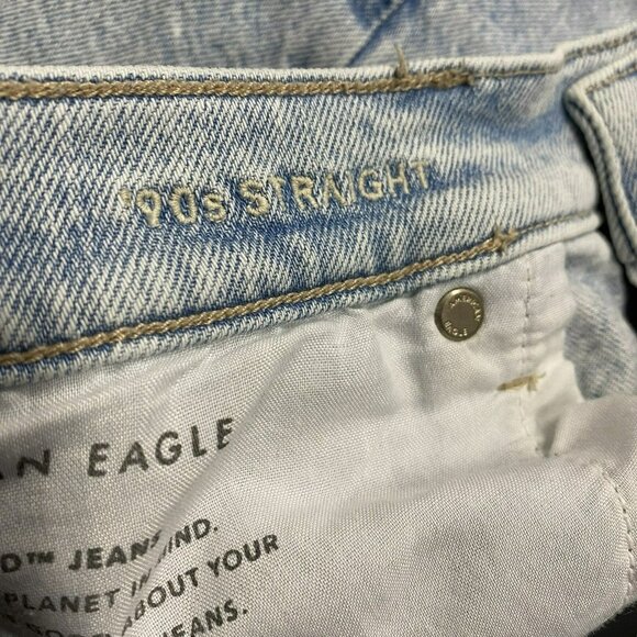 American Eagle Jeans Womens Size 14 Short 90's Straight Leg Light Wash Denim - Picture 5 of 5